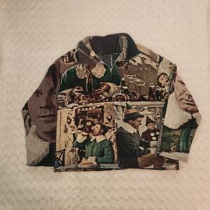 Buddy The ELF Tapestry Christmas Quarter Zip Pullover Sweater
